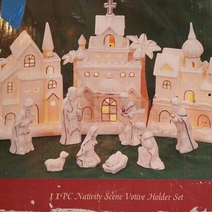 Vintage International Bazaar 11 Piece Nativity Scene Votive Holder